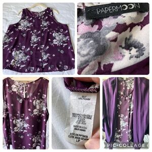 Paper Moon Floral Sleeveless Top - Purple